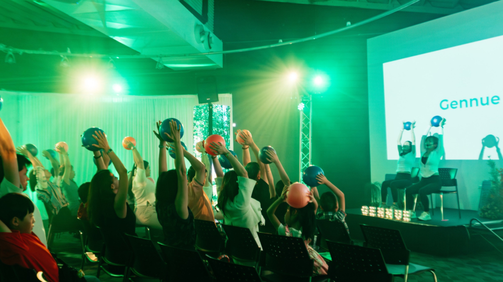 People exercising at a wellness event